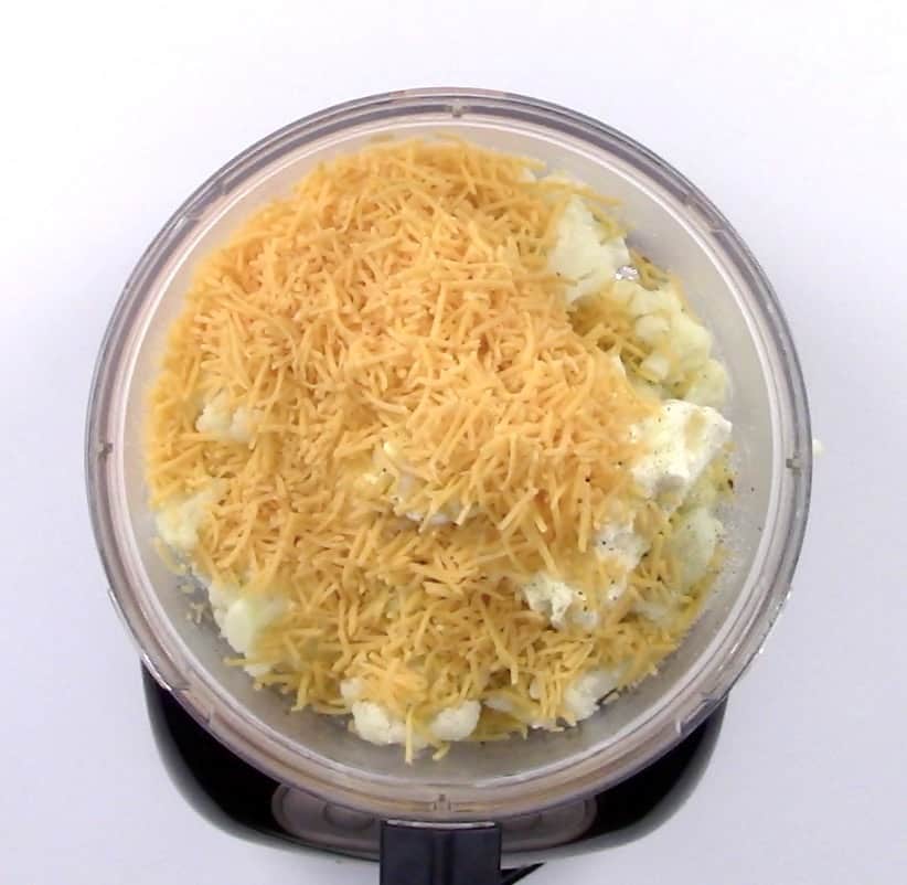 cauliflower and cheese in food processor