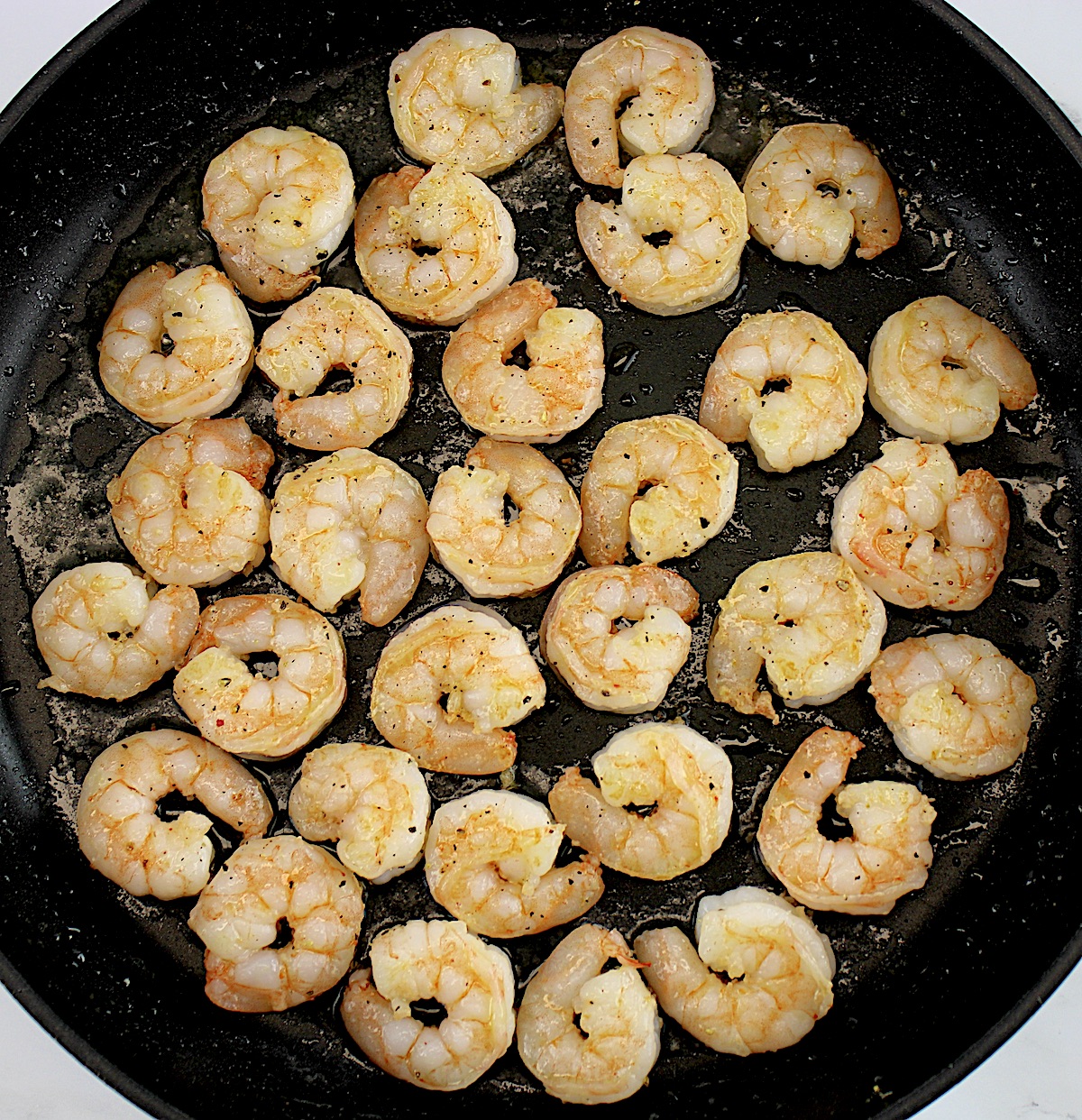 cooked shrimp in skillet